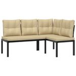 Casa si Gradina - Gradina si terasa - Mobilier exterior - Seturi mobila gradina - Banci gradina cu perne, 3 buc., negru otel vopsit electrostatic - Infinity.ro