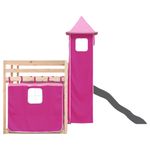 Casa si Gradina - Mobilier - Paturi si accesorii - Paturi - Pat supraetajat cu tobogan si perdele, roz, 90x190 cm - Infinity.ro