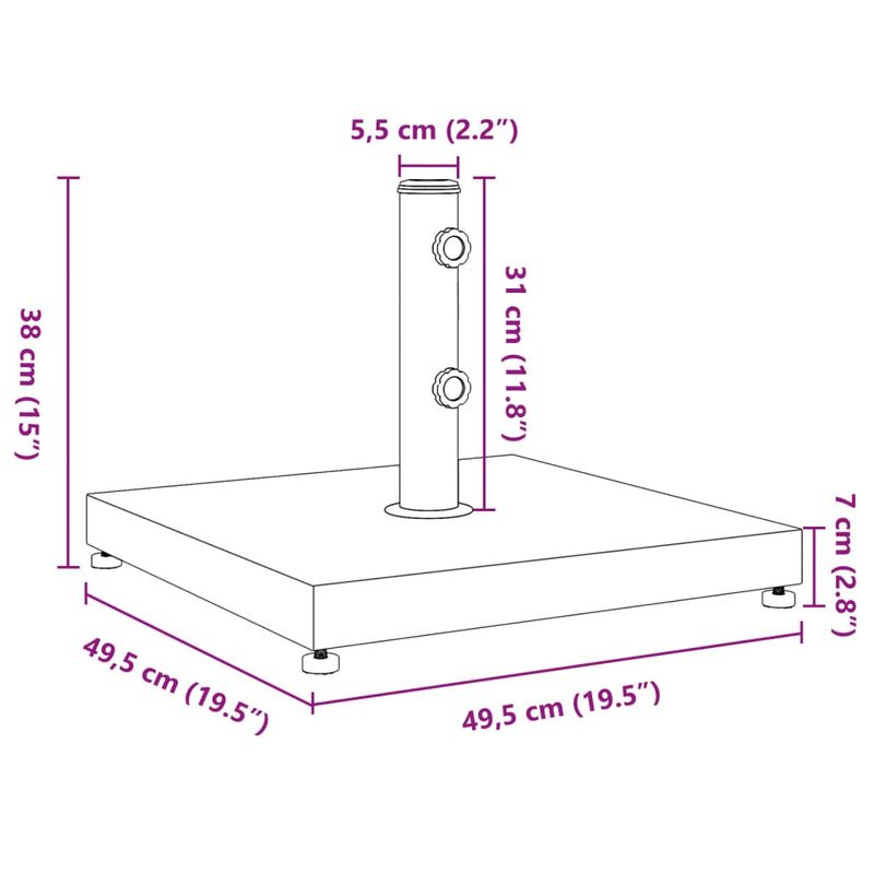 Casa si Gradina - Gradina si terasa - Umbrele si pavilioane - Umbrele - Suport umbrela pentru stalpi Ø32/38/48 mm, 28 kg, patrat - Infinity.ro