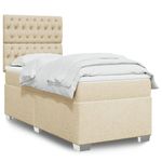 Casa si Gradina - Mobilier - Paturi si accesorii - Paturi - Pat box spring cu saltea, crem, 90x190 cm, textil - Infinity.ro