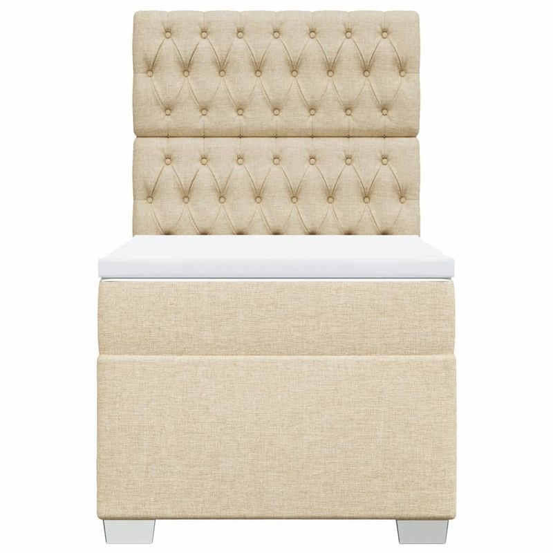Casa si Gradina - Mobilier - Paturi si accesorii - Paturi - Pat box spring cu saltea, crem, 90x190 cm, textil - Infinity.ro