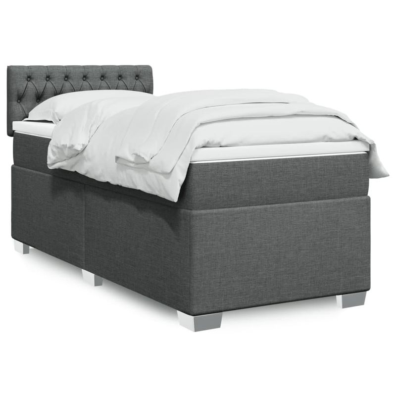 Casa si Gradina - Mobilier - Paturi si accesorii - Paturi - Pat box spring cu saltea, gri inchis, 80x200 cm, textil - Infinity.ro