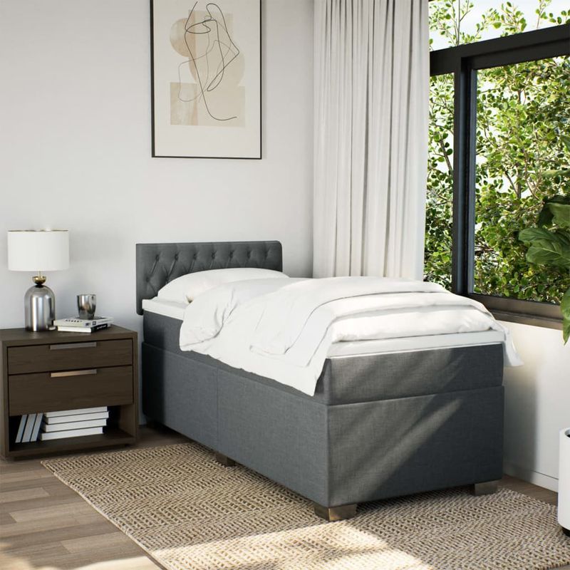 Casa si Gradina - Mobilier - Paturi si accesorii - Paturi - Pat box spring cu saltea, gri inchis, 80x200 cm, textil - Infinity.ro