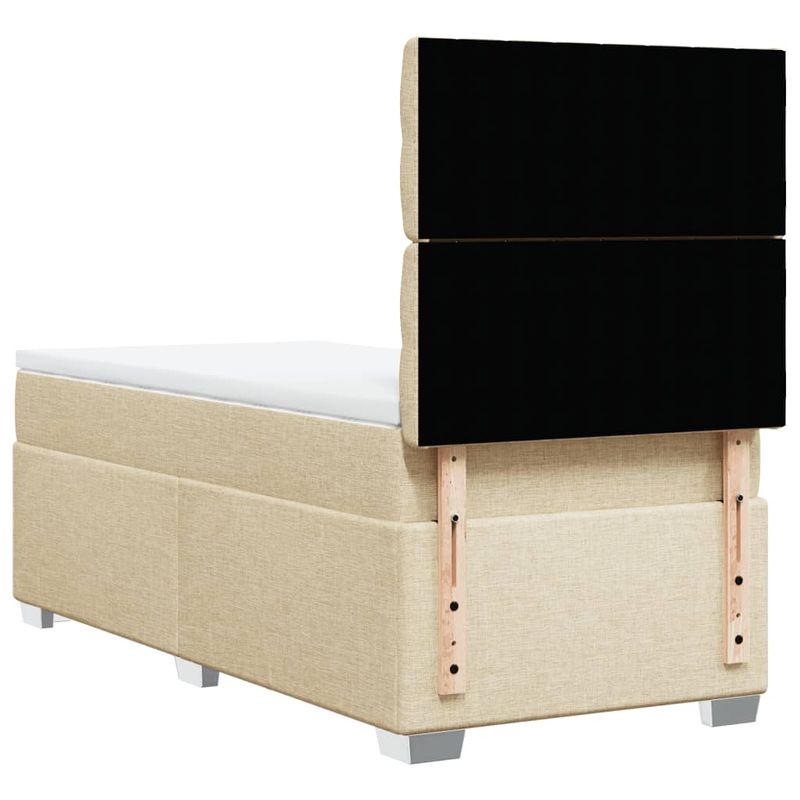 Casa si Gradina - Mobilier - Paturi si accesorii - Paturi - Pat box spring cu saltea, crem, 90x190 cm, textil - Infinity.ro