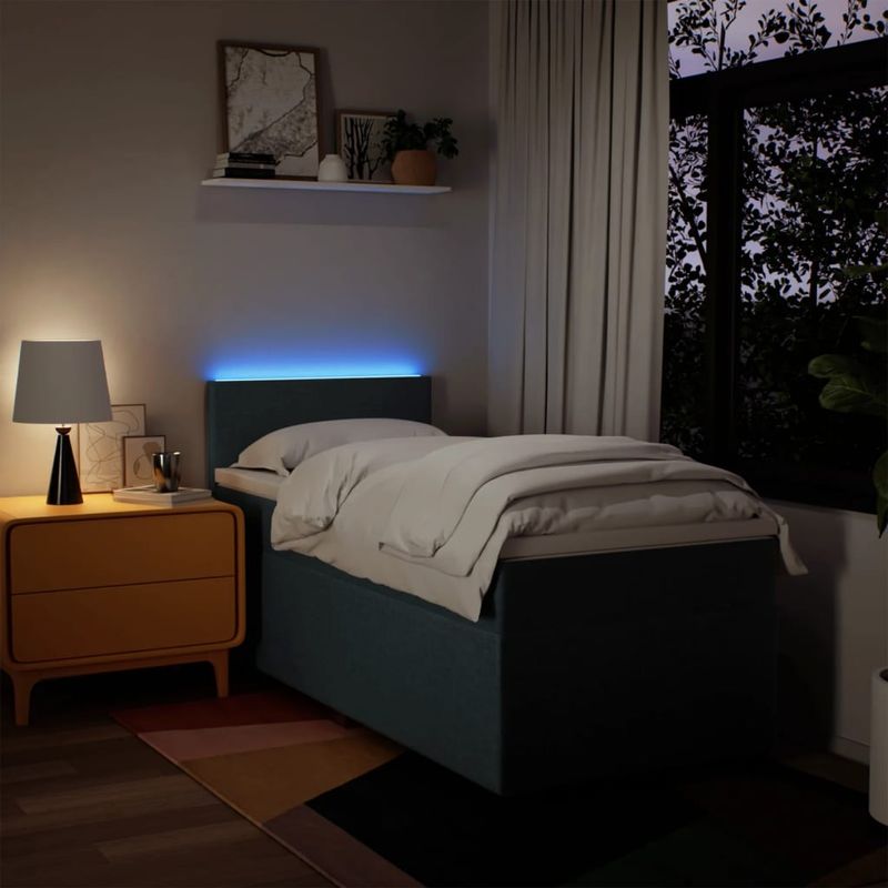 Casa si Gradina - Mobilier - Paturi si accesorii - Paturi - Pat box spring cu saltea, albastru, 80x200 cm, textil - Infinity.ro