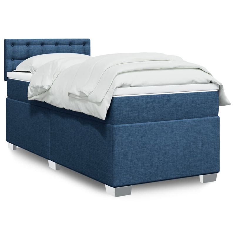 Casa si Gradina - Mobilier - Paturi si accesorii - Paturi - Pat box spring cu saltea, albastru, 100x200 cm, textil - Infinity.ro