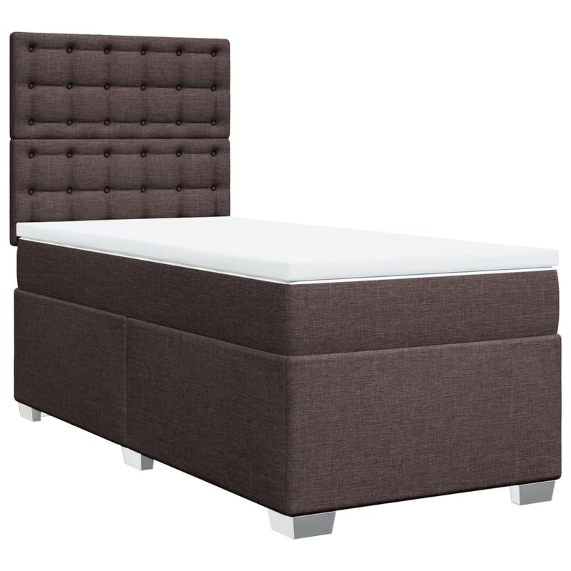 Casa si Gradina - Mobilier - Paturi si accesorii - Paturi - Pat box spring cu saltea, maro inchis, 90x200 cm, textil - Infinity.ro