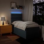 Casa si Gradina - Mobilier - Paturi si accesorii - Paturi - Pat box spring cu saltea, albastru, 100x200 cm, textil - Infinity.ro