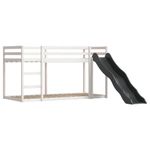 Casa si Gradina - Mobilier - Paturi si accesorii - Paturi - Pat supraetajat cu tobogan si perdele, alb si negru, 90x200 cm - Infinity.ro