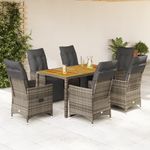Casa si Gradina - Gradina si terasa - Mobilier exterior - Seturi mobila gradina - Set bistro de gradina cu perne, 7 piese, gri, poliratan - Infinity.ro