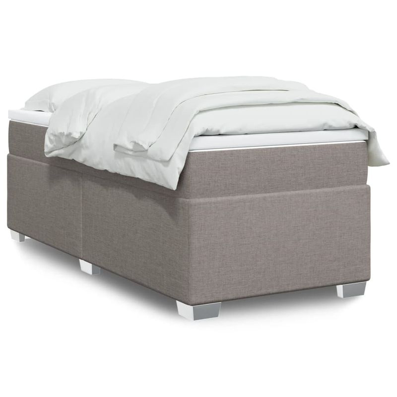 Casa si Gradina - Mobilier - Paturi si accesorii - Paturi - Pat box spring cu saltea, gri taupe, 90x190 cm, textil - Infinity.ro