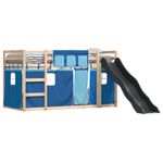 Casa si Gradina - Mobilier - Paturi si accesorii - Paturi - Pat supraetajat cu tobogan si perdele, albastru, 90x190 cm - Infinity.ro