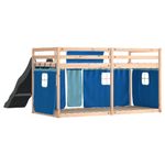 Casa si Gradina - Mobilier - Paturi si accesorii - Paturi - Pat supraetajat cu tobogan si perdele, albastru, 90x190 cm - Infinity.ro