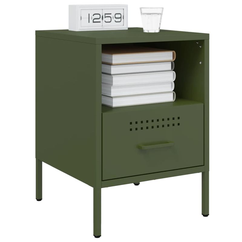 Casa si Gradina - Mobilier - Comode si corpuri - Noptiere - Noptiere 2 buc. verde maslina 36x39x50,5cm otel laminat la rece - Infinity.ro