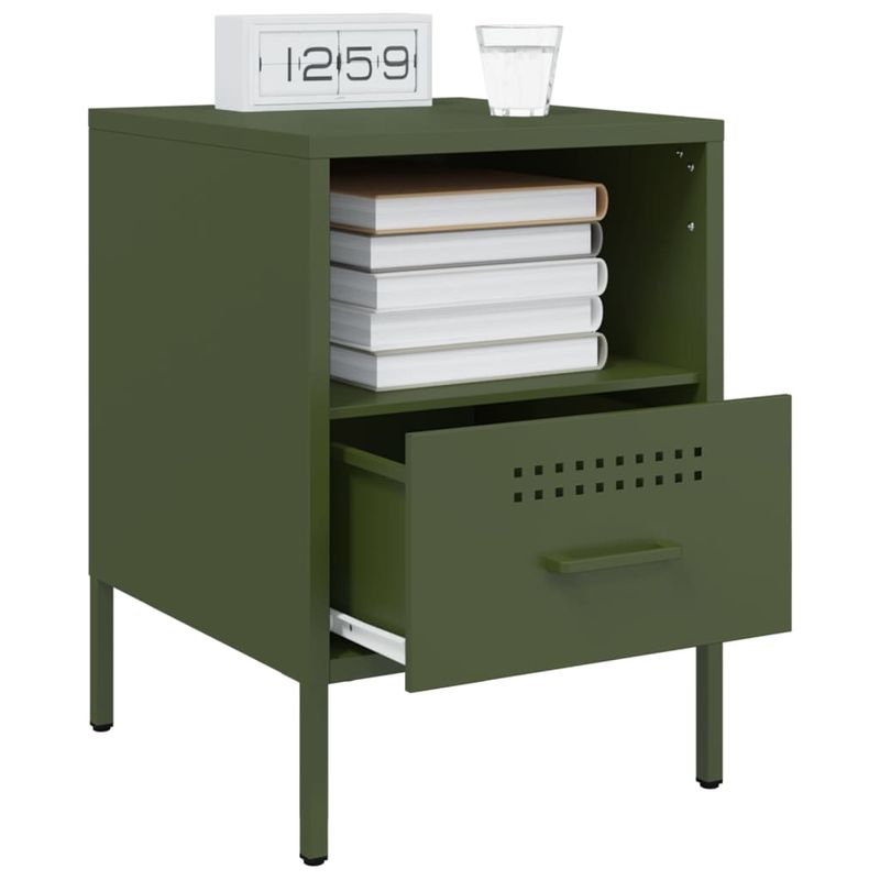 Casa si Gradina - Mobilier - Comode si corpuri - Noptiere - Noptiere 2 buc. verde maslina 36x39x50,5cm otel laminat la rece - Infinity.ro