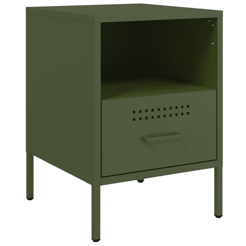 Casa si Gradina - Mobilier - Comode si corpuri - Noptiere - Noptiere 2 buc. verde maslina 36x39x50,5cm otel laminat la rece - Infinity.ro