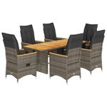 Casa si Gradina - Gradina si terasa - Mobilier exterior - Seturi mobila gradina - Set bistro de gradina cu perne, 7 piese, gri, poliratan - Infinity.ro