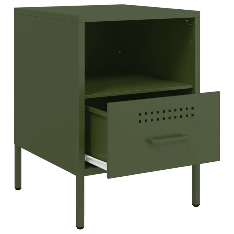 Casa si Gradina - Mobilier - Comode si corpuri - Noptiere - Noptiere 2 buc. verde maslina 36x39x50,5cm otel laminat la rece - Infinity.ro