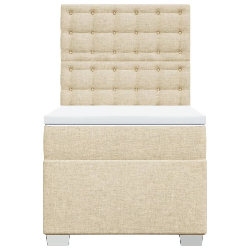Casa si Gradina - Mobilier - Paturi si accesorii - Paturi - Pat box spring cu saltea, crem, 90x190 cm, textil - Infinity.ro
