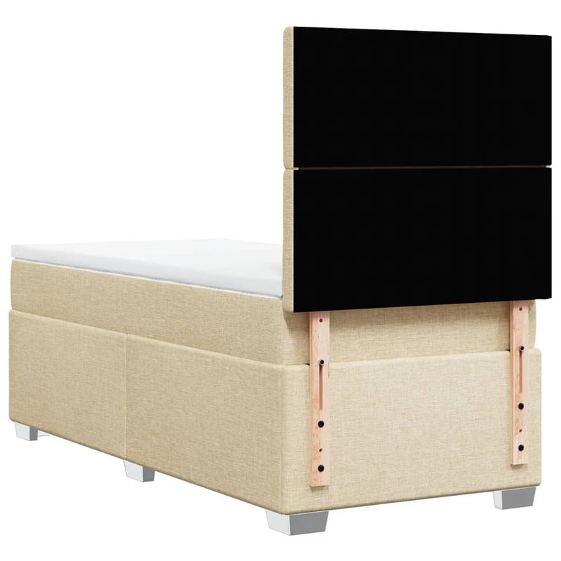 Casa si Gradina - Mobilier - Paturi si accesorii - Paturi - Pat box spring cu saltea, crem, 90x190 cm, textil - Infinity.ro