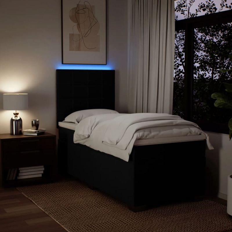 Casa si Gradina - Mobilier - Paturi si accesorii - Paturi - Pat box spring cu saltea, negru, 80x200 cm, textil - Infinity.ro