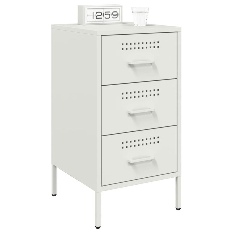 Casa si Gradina - Mobilier - Comode si corpuri - Noptiere - Noptiere, 2 buc., alb, 36x39x68 cm, otel laminat la rece - Infinity.ro