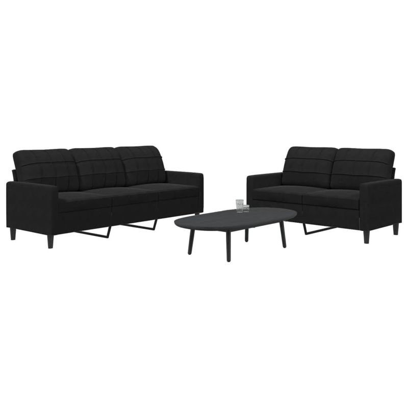 Casa si Gradina - Mobilier - Seturi de mobilier - Seturi living - Set de canapele cu perne, 2 piese, negru, catifea - Infinity.ro