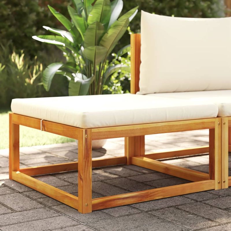 Casa si Gradina - Gradina si terasa - Mobilier exterior - Canapele si fotolii gradina - Taburet de gradina cu perna, 65x65x29 cm, lemn masiv acacia - Infinity.ro