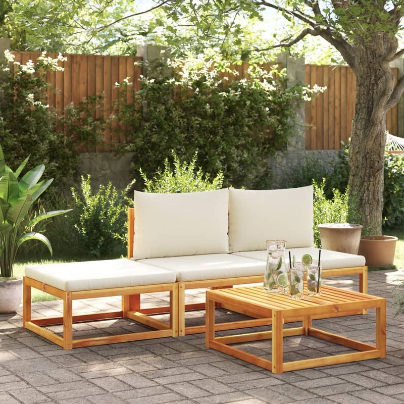 Casa si Gradina - Gradina si terasa - Mobilier exterior - Canapele si fotolii gradina - Taburet de gradina cu perna, 65x65x29 cm, lemn masiv acacia - Infinity.ro