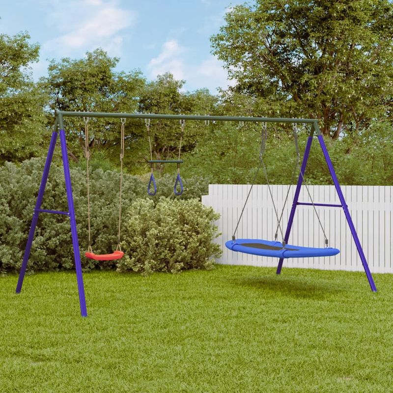 Jucarii, Copii si Bebe - Jucarii si jocuri - Jucarii de exterior - Spatii de joaca si accesorii - Set leagan de exterior, cu leagan, trapez și leagan tip cuib, roșu - Infinity.ro