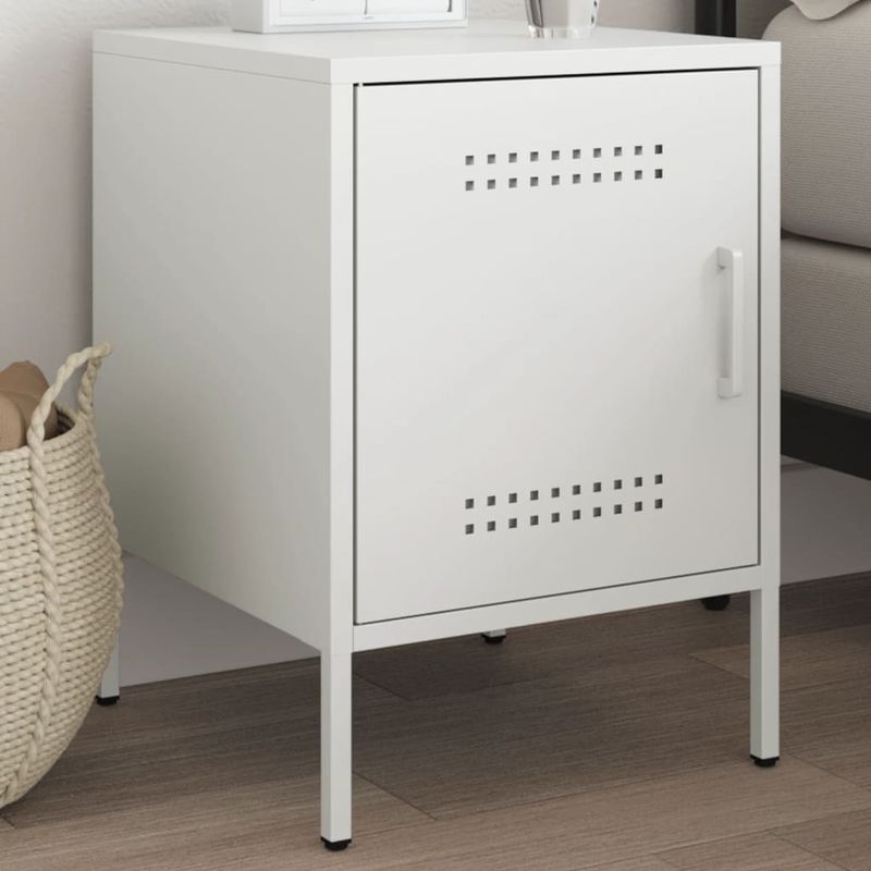 Casa si Gradina - Mobilier - Comode si corpuri - Noptiere - Noptiera, alb, 36x39x50,5 cm, otel - Infinity.ro