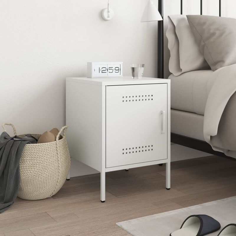 Casa si Gradina - Mobilier - Comode si corpuri - Noptiere - Noptiera, alb, 36x39x50,5 cm, otel - Infinity.ro