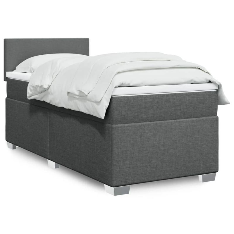 Casa si Gradina - Mobilier - Paturi si accesorii - Paturi - Pat box spring cu saltea, gri inchis, 80x200 cm, textil - Infinity.ro