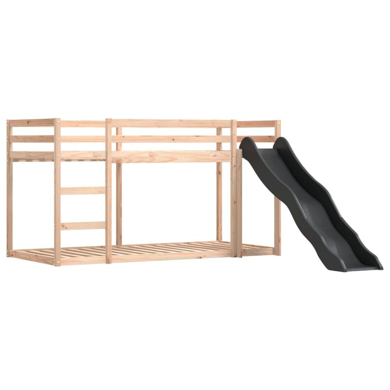 Casa si Gradina - Mobilier - Paturi si accesorii - Paturi - Pat supraetajat cu tobogan si perdele, albastru, 90x190 cm - Infinity.ro