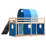 Casa si Gradina - Mobilier - Paturi si accesorii - Paturi - Pat supraetajat cu tobogan si perdele, albastru, 90x190 cm - Infinity.ro