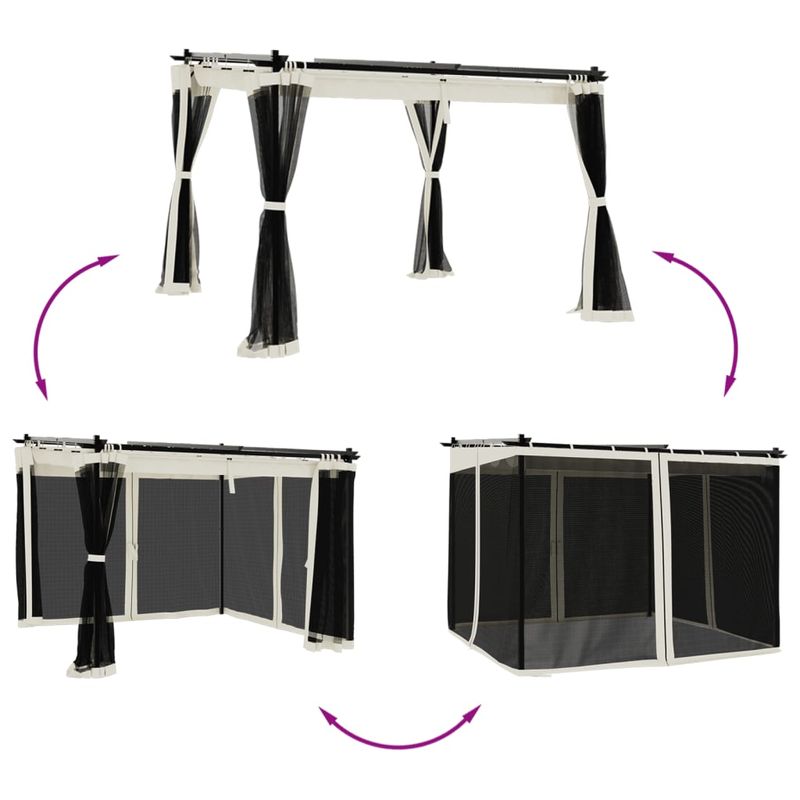 Casa si Gradina - Gradina si terasa - Umbrele si pavilioane - Pavilioane - Foisor cu pereti din plasa, crem, 3x3 m, otel - Infinity.ro