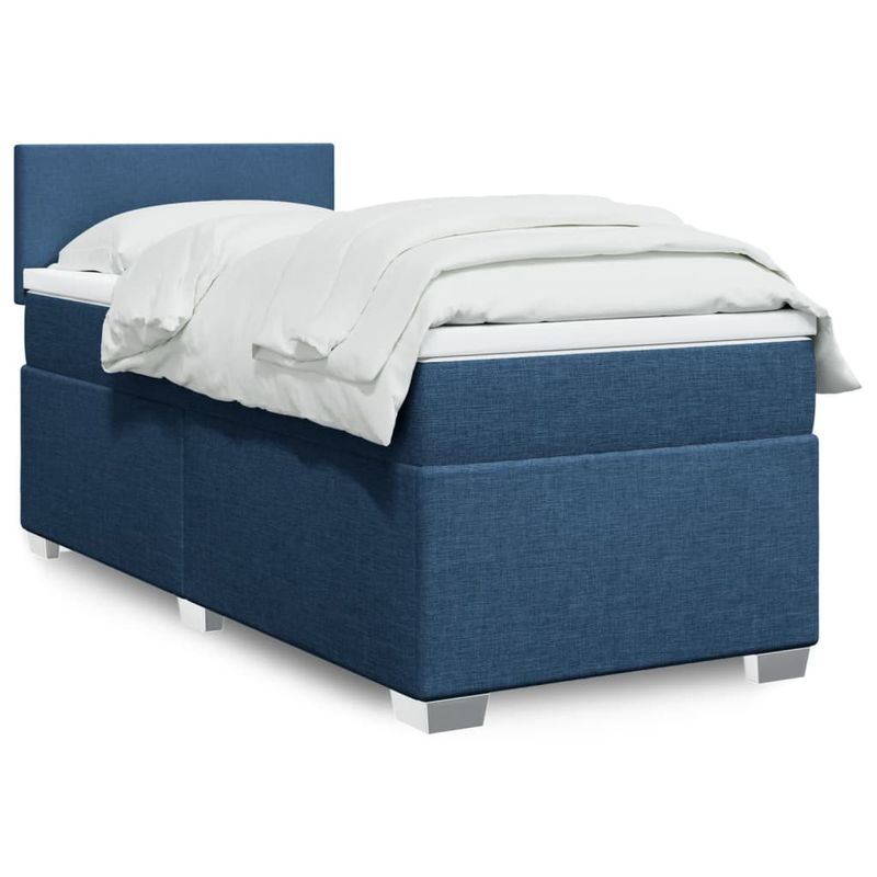 Casa si Gradina - Mobilier - Paturi si accesorii - Paturi - Pat box spring cu saltea, albastru, 90x190 cm, textil - Infinity.ro