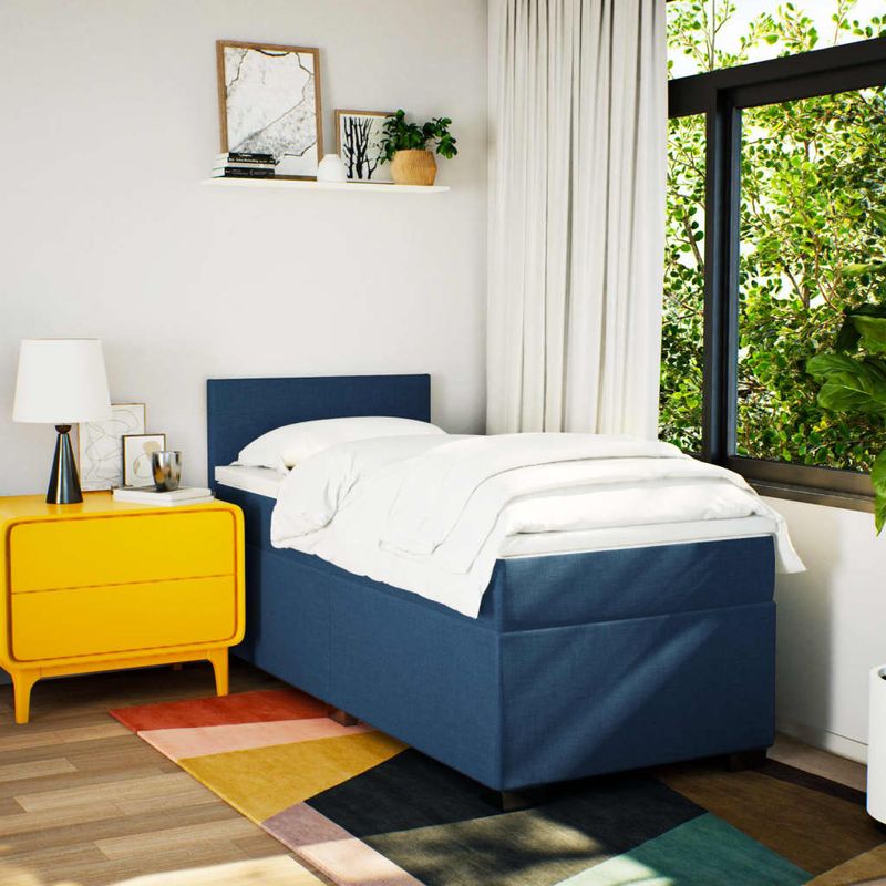 Casa si Gradina - Mobilier - Paturi si accesorii - Paturi - Pat box spring cu saltea, albastru, 80x200 cm, textil - Infinity.ro