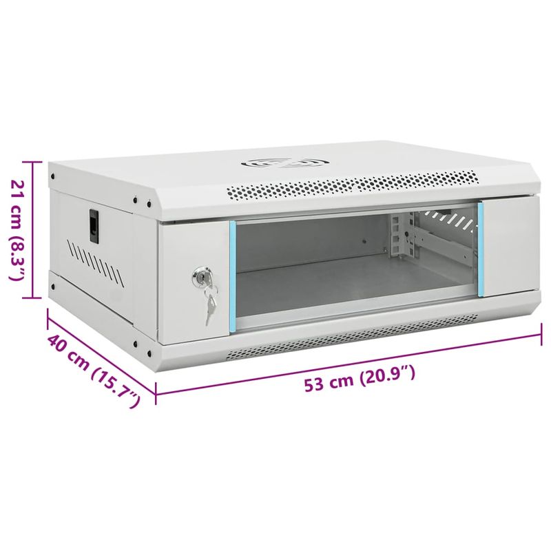 PC, gaming si accesorii - Servere - Cabinete metalice - Dulap de server montat pe perete, 4U, 19" IP20, 53x40x21 cm, gri - Infinity.ro