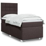 Casa si Gradina - Mobilier - Paturi si accesorii - Paturi - Pat box spring cu saltea, maro inchis, 90x200 cm, textil - Infinity.ro