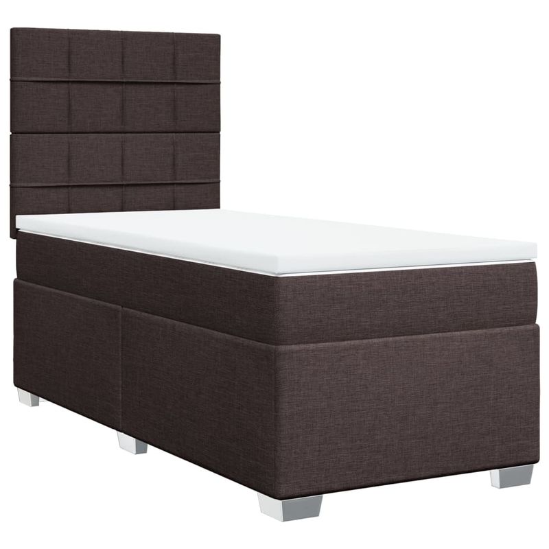 Casa si Gradina - Mobilier - Paturi si accesorii - Paturi - Pat box spring cu saltea, maro inchis, 90x200 cm, textil - Infinity.ro
