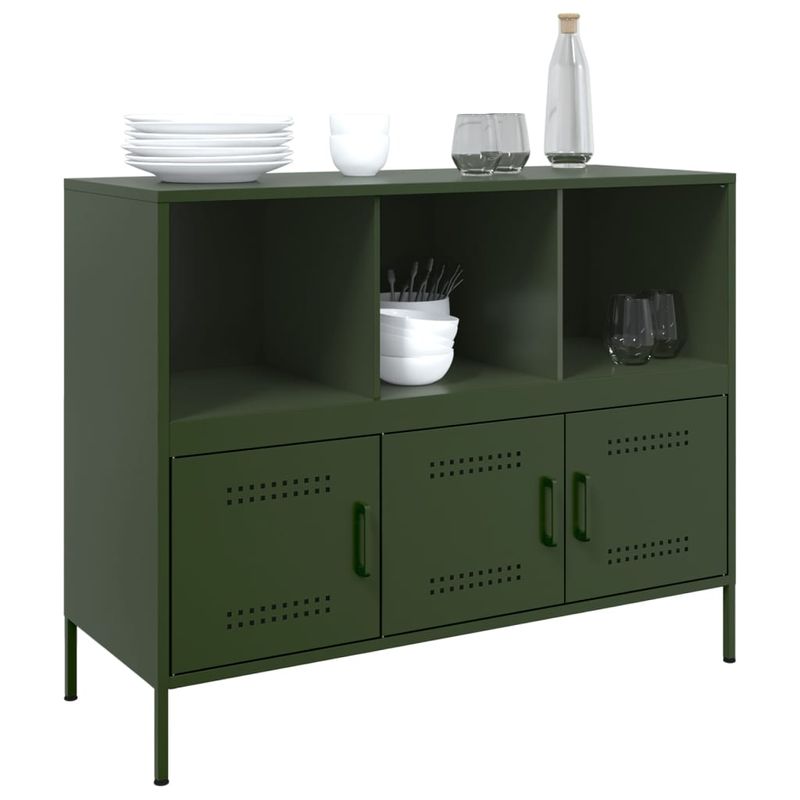 Casa si Gradina - Mobilier - Comode si corpuri - Comode - Dulap, verde masliniu, 100,5x39x79 cm, otel laminat la rece - Infinity.ro