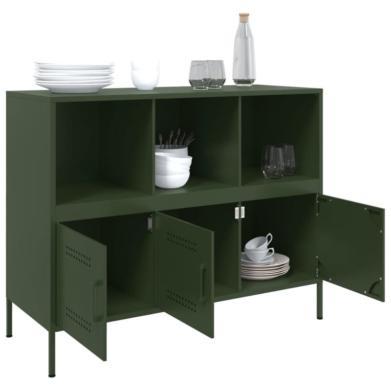 Casa si Gradina - Mobilier - Comode si corpuri - Comode - Dulap, verde masliniu, 100,5x39x79 cm, otel laminat la rece - Infinity.ro
