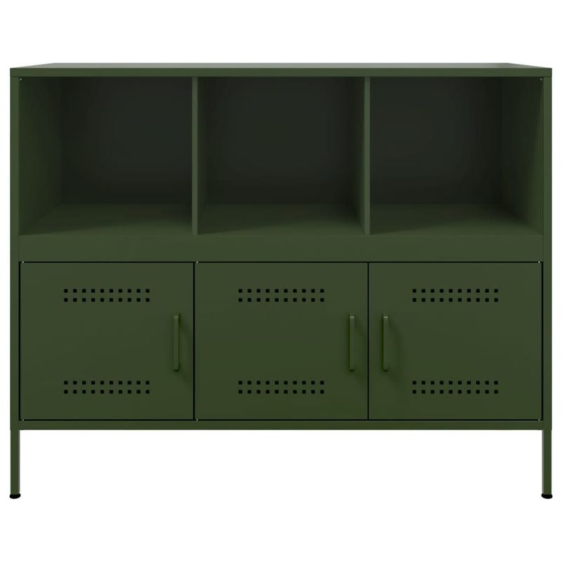 Casa si Gradina - Mobilier - Comode si corpuri - Comode - Dulap, verde masliniu, 100,5x39x79 cm, otel laminat la rece - Infinity.ro