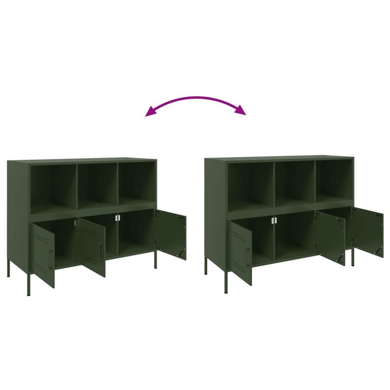 Casa si Gradina - Mobilier - Comode si corpuri - Comode - Dulap, verde masliniu, 100,5x39x79 cm, otel laminat la rece - Infinity.ro
