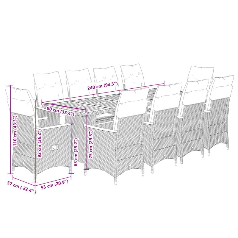 Casa si Gradina - Gradina si terasa - Mobilier exterior - Seturi mobila gradina - Set bistro de gradina, 11 piese, cu perne, negru, poliratan - Infinity.ro