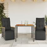Casa si Gradina - Gradina si terasa - Mobilier exterior - Seturi mobila gradina - Set bistro de gradina cu perne, 3 piese, gri, poliratan - Infinity.ro