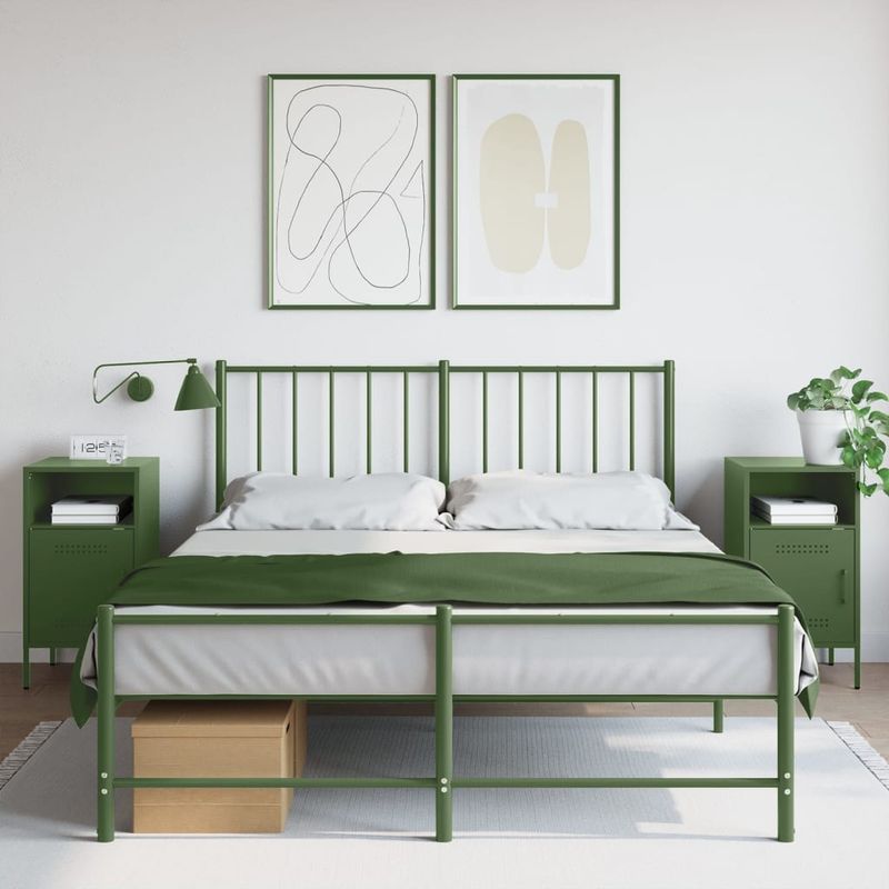 Casa si Gradina - Mobilier - Comode si corpuri - Noptiere - Noptiere 2 buc. verde maslina 36x39x68cm otel laminat la rece - Infinity.ro
