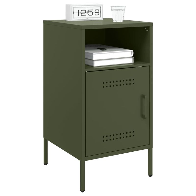 Casa si Gradina - Mobilier - Comode si corpuri - Noptiere - Noptiere 2 buc. verde maslina 36x39x68cm otel laminat la rece - Infinity.ro