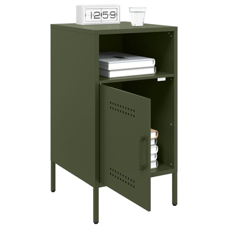 Casa si Gradina - Mobilier - Comode si corpuri - Noptiere - Noptiere 2 buc. verde maslina 36x39x68cm otel laminat la rece - Infinity.ro